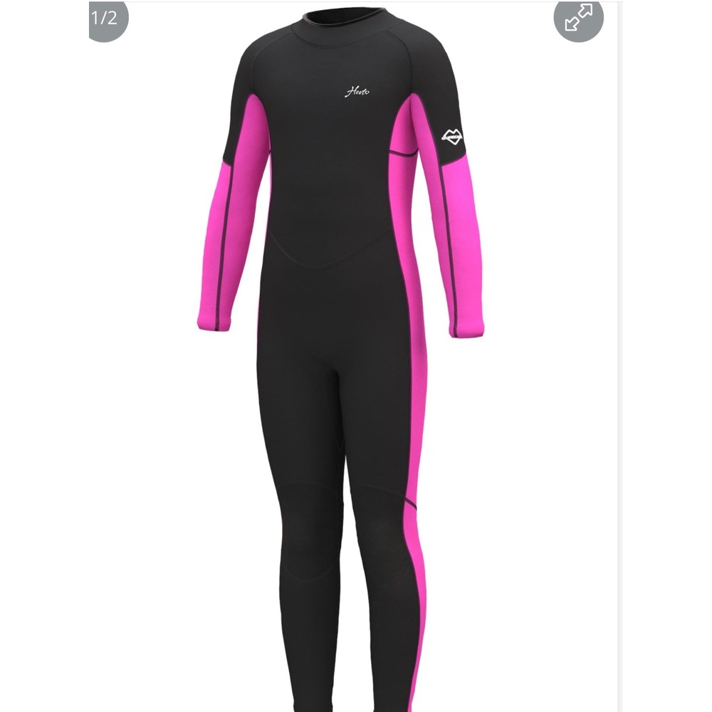 Hevto Wetsuit Toddler Size 5T Black Pink New Neoprene Full Body Long Sleeve